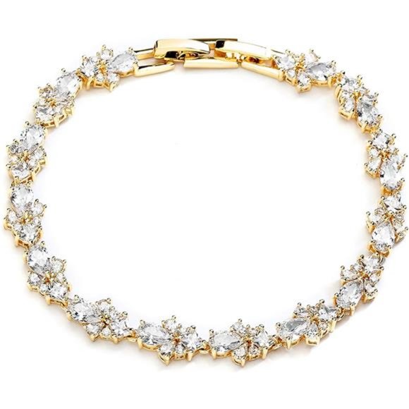 Elegant CZ Crystal Tennis Bracelet for Weddings and Proms, 7" + Extender - Picture 3 of 6